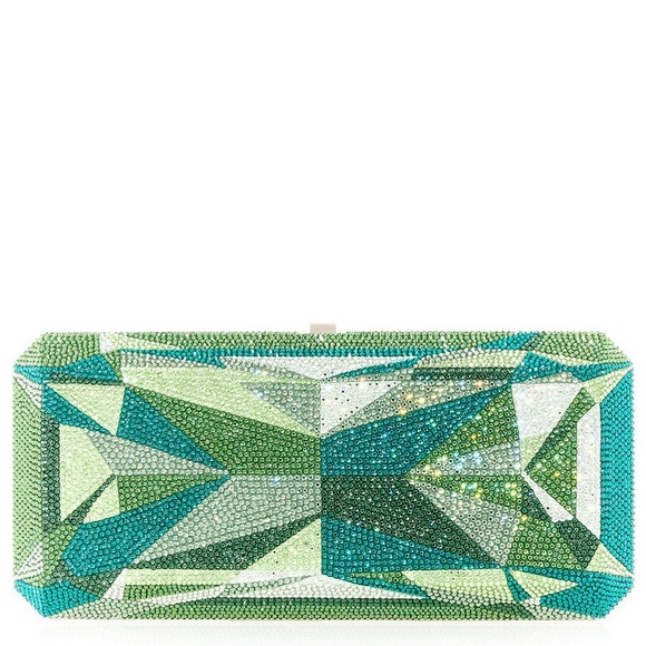 Judith Leiber Couture Slim Baguette Clutch, Silver Emerald Multi. Brand new, NWT - Picture 5 of 5
